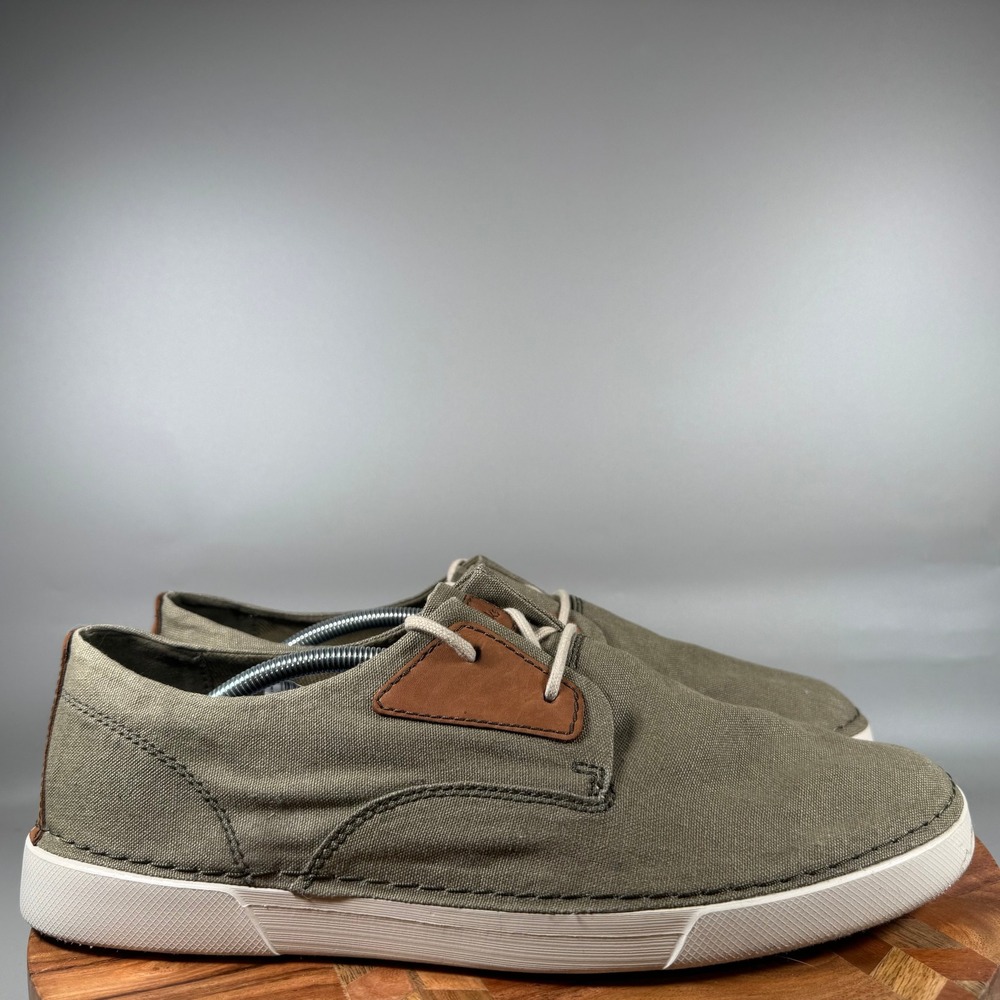 Clarks Collection Mens 13 Olive Green Canvas Extreme Comfort Boat Shoes 26171669